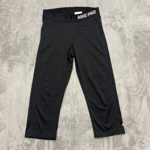 Nike Pro Dri-FIT Compression Pants Womens M Black 3/4 Capris 589366-010